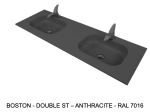 Plan vasque à encastrer, double lavabos intégrés angle arrondi, L. 120 à 200 cm x 40 à 60 cm, résine minérale ACRYSTONE® SOLID SURFACE Finition lisse, Livraison Offerte et Rapide.